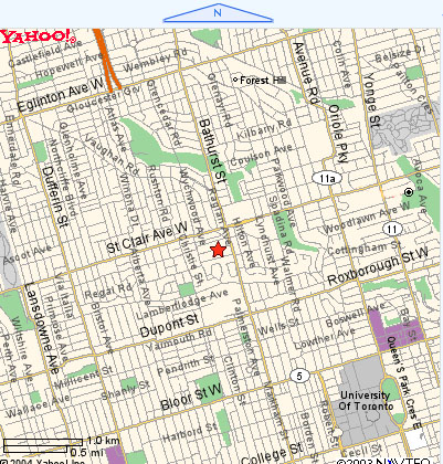 Toronto map location of Toronto bed and breakfast